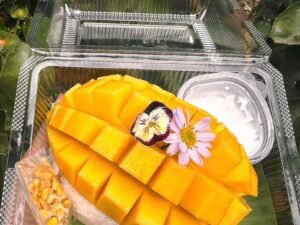 สนับสนุนข้าวเหนียวมะม่วงร้านคุณนุ่น 10 ชุด Support 10 sets of mango sticky rice from Khun Noon’s shop.